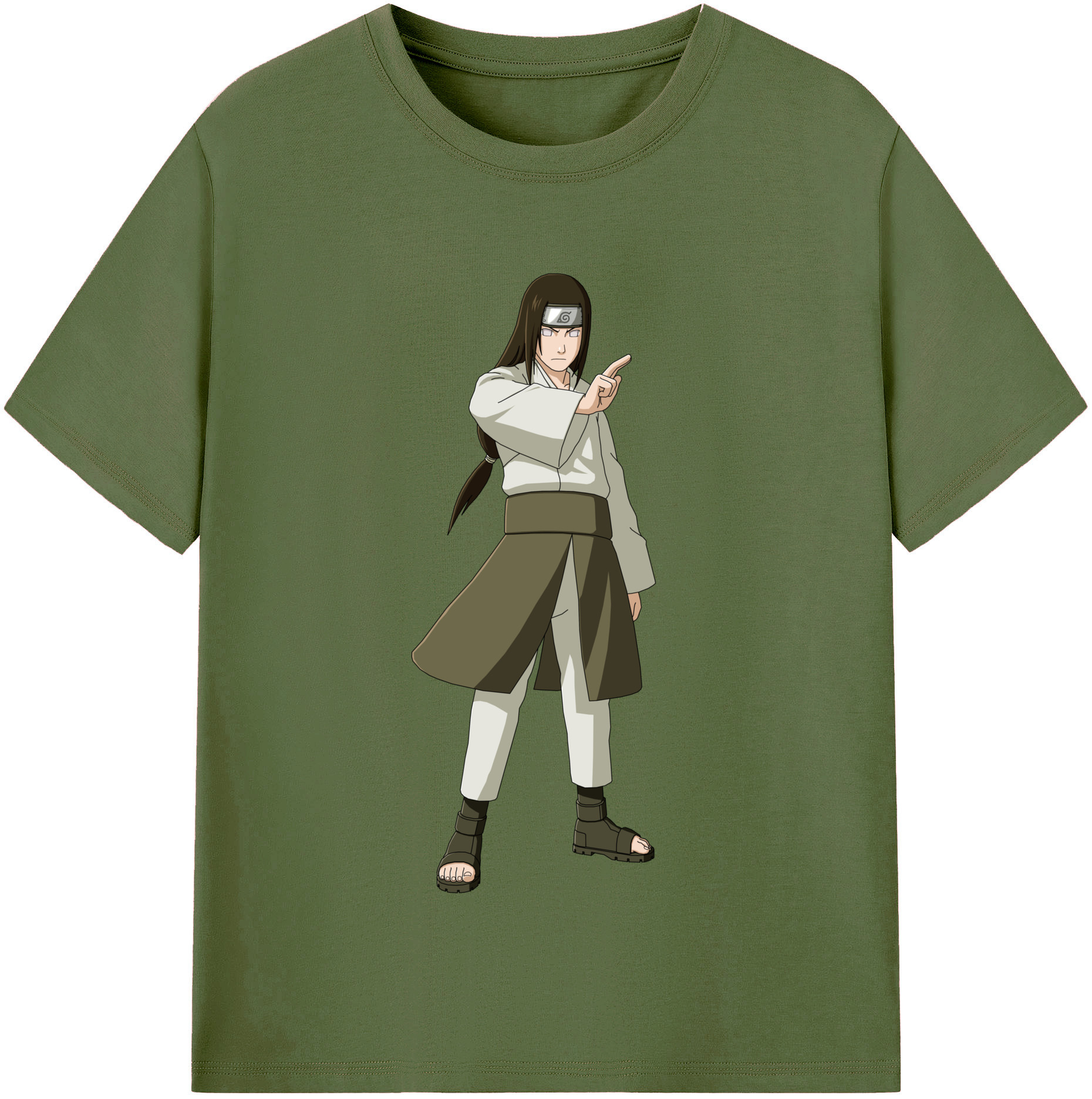 （画像用） NARUTO -ナルト- 日向ネジ Hyūga Neji 綿100％半袖Tシャツ（フロントプリント）
